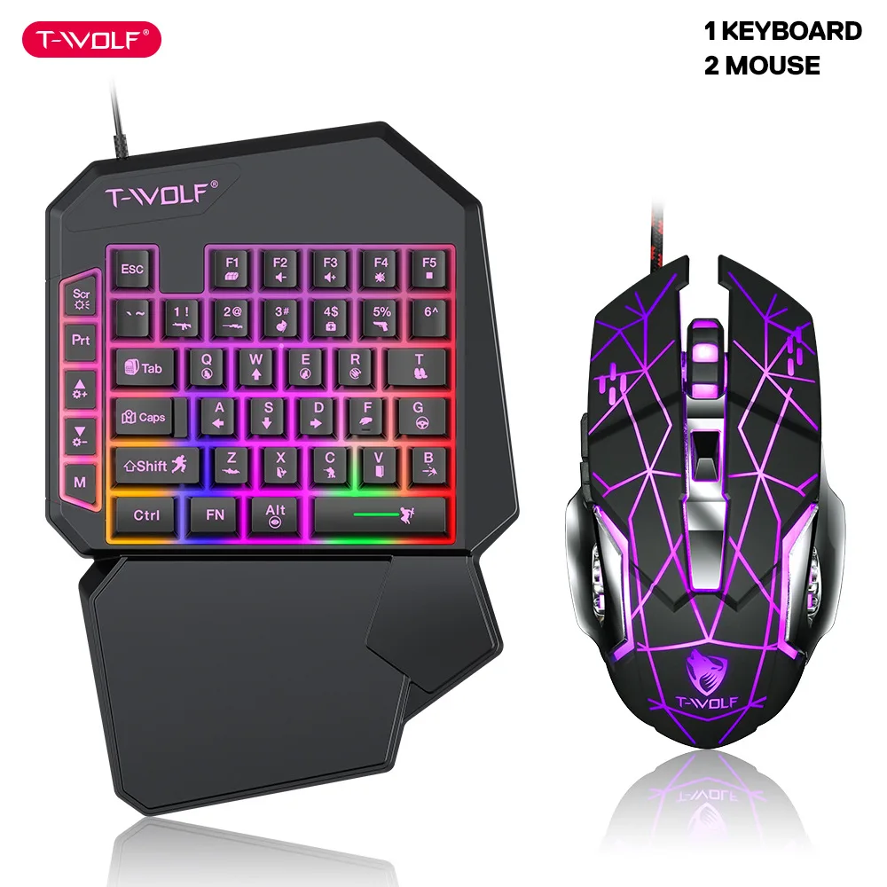 Gaming Keyboard Hand - T-WOLF Tf900 One-Handed Keyboard Troon Set