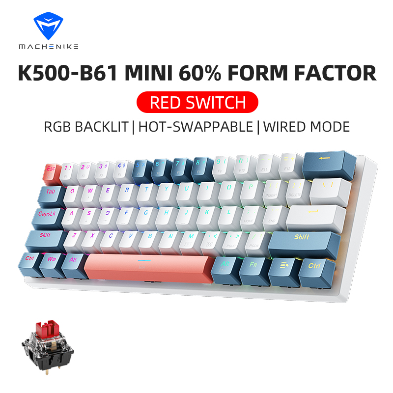 Gaming Keyboard Blue Switches - K500-B61 Machenike Mini mechanisch toetsenbord 60%