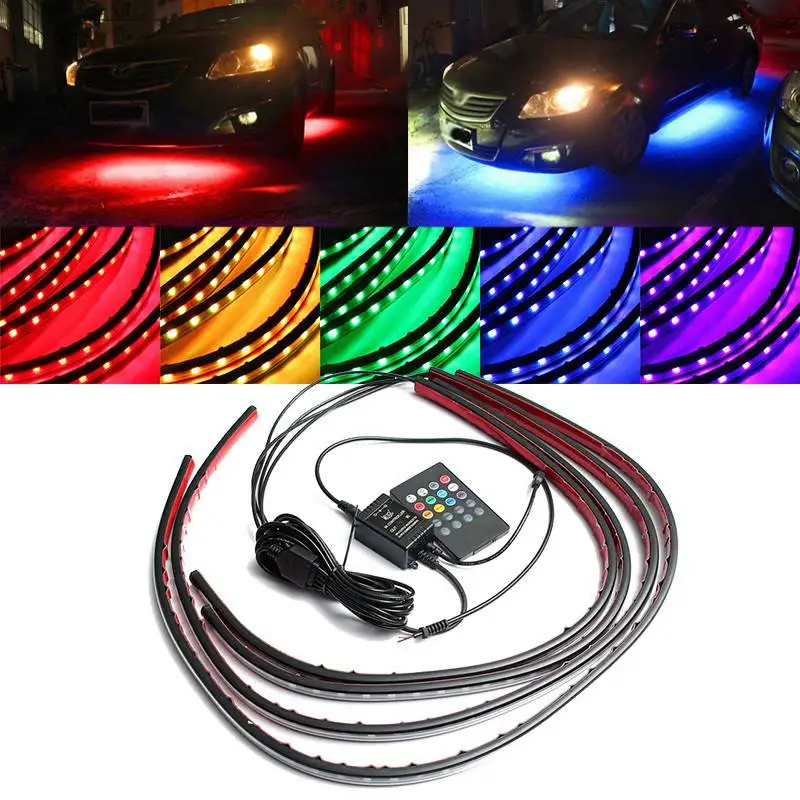 Rgb Underglow Strip - 4x Waterdichte RGB 5050 SMD Flexibele
