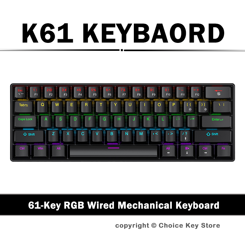 Gaming Keyboard Blue Switches - APAYADO K61 Bedraad mechanisch gamingtoetsenbord 61