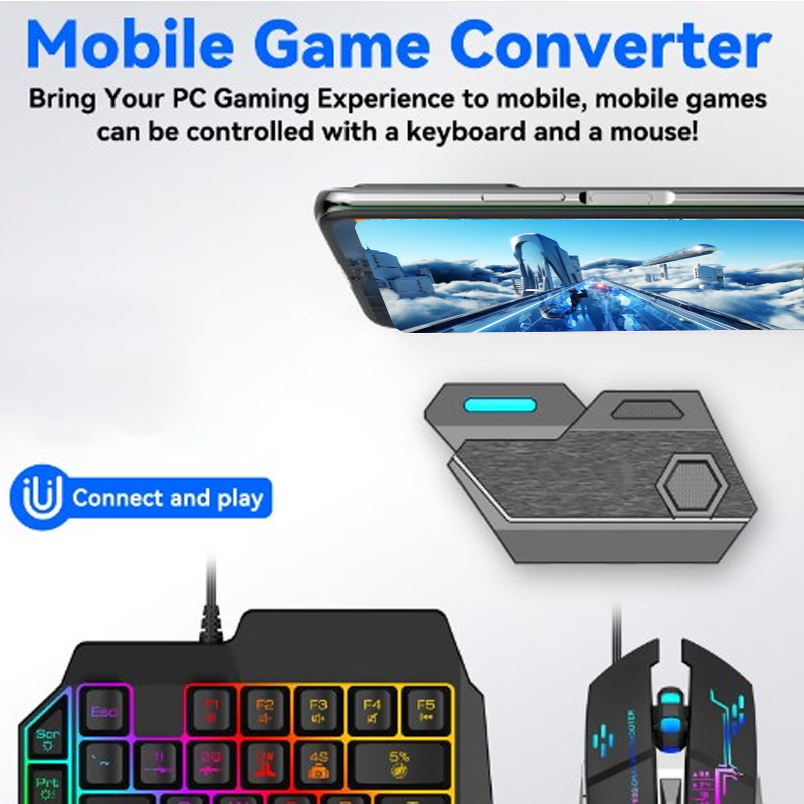 Gaming Keyboard Hand - Mobiel gamecombopakket Bluetooth-verbinding Toetsenbord-muiscombinatie met één