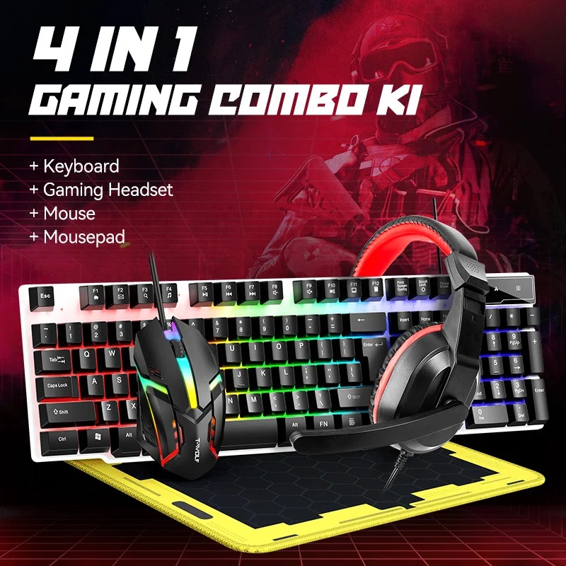 Gaming Keyboard Mouse Combo - NIEUWE USB-toetsenbord- en muis-gamingheadset-combinaties 4-in-1 Engelse