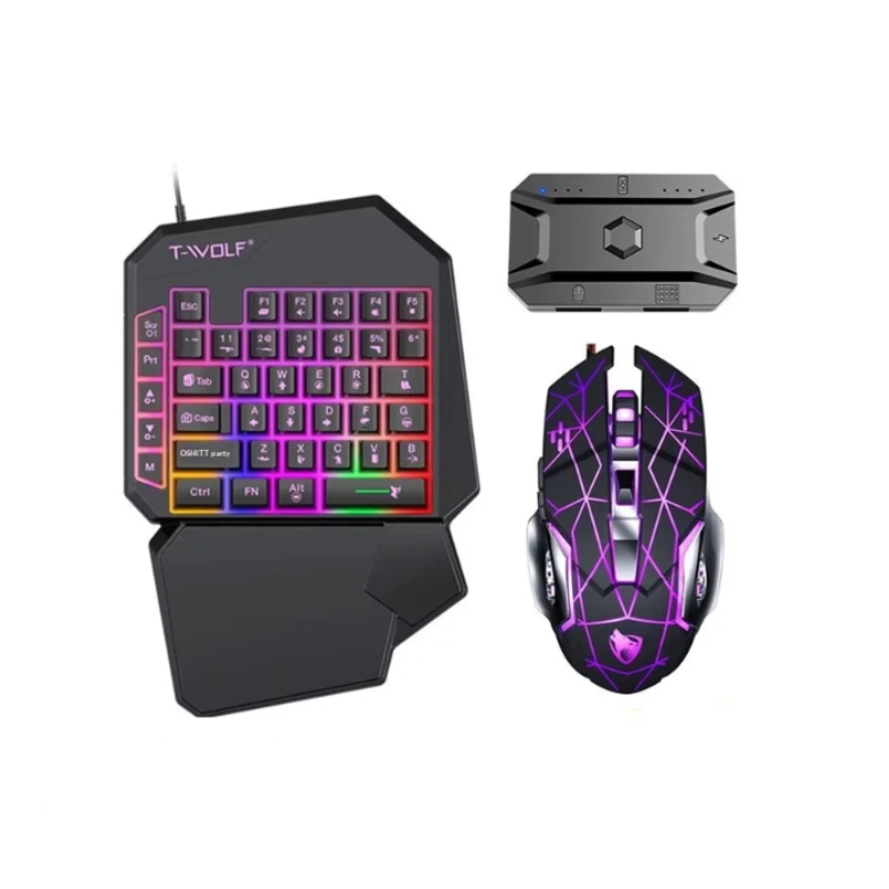 Gaming Keyboard 1 Hand - T-Wolf Tf950 5-in-1 éénhands gaming keyboard-muis