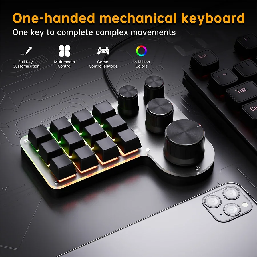 3 modi 12 toetsen Mechanisch t - Gaming Keyboard 1 Hand recensie en prijs