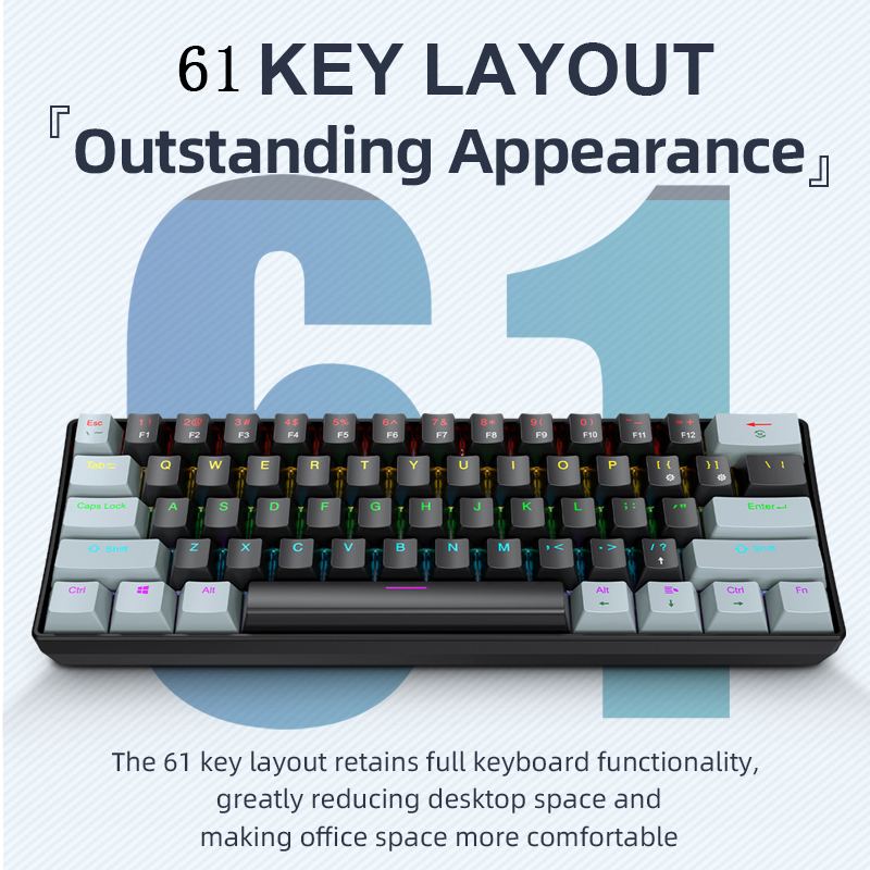K61 Bedraad mechanisch gamingt - Gaming Keyboard Blue Switches recensie en prijs