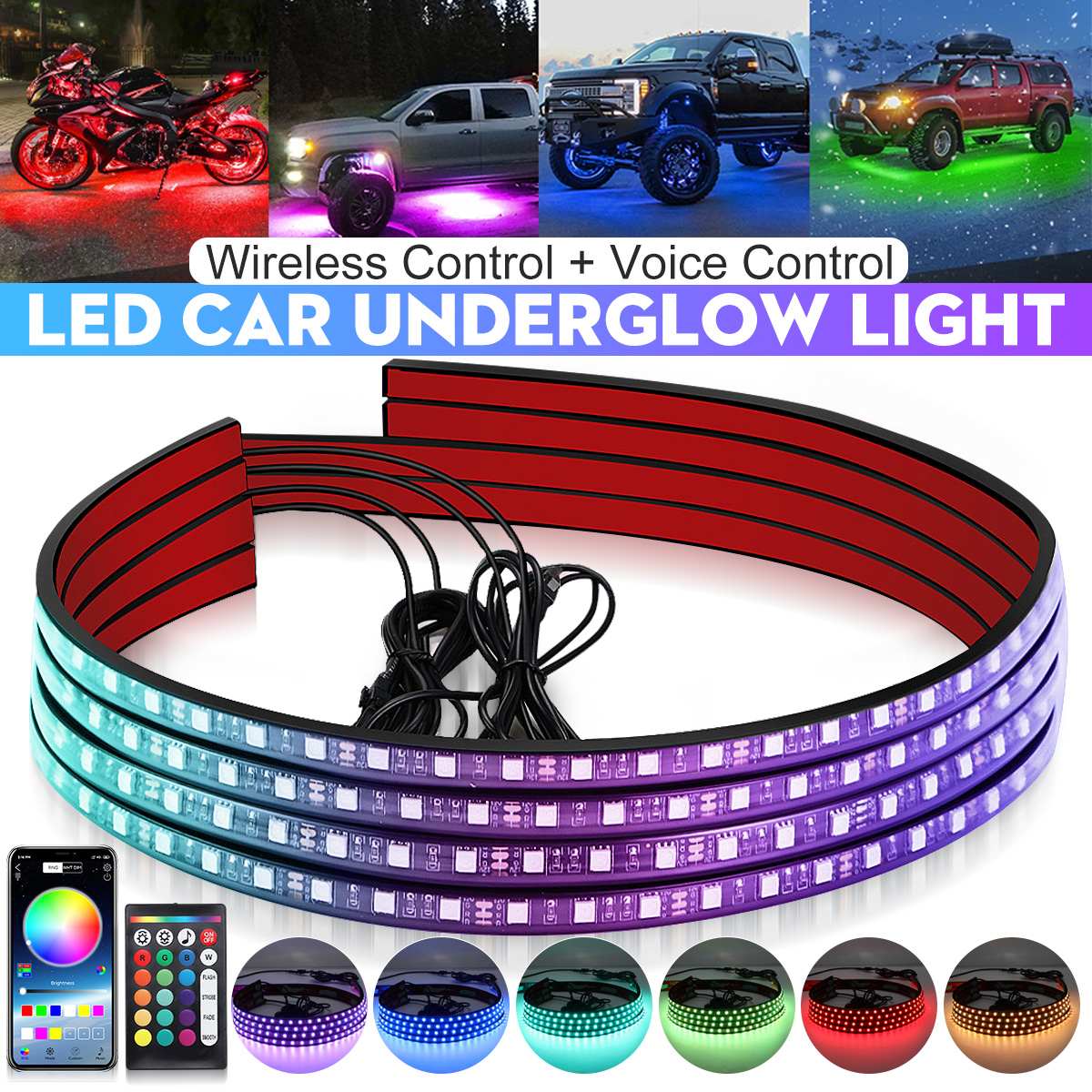 Draadloze LED-auto Flexibele U - Rgb Underglow Strip recensie en prijs