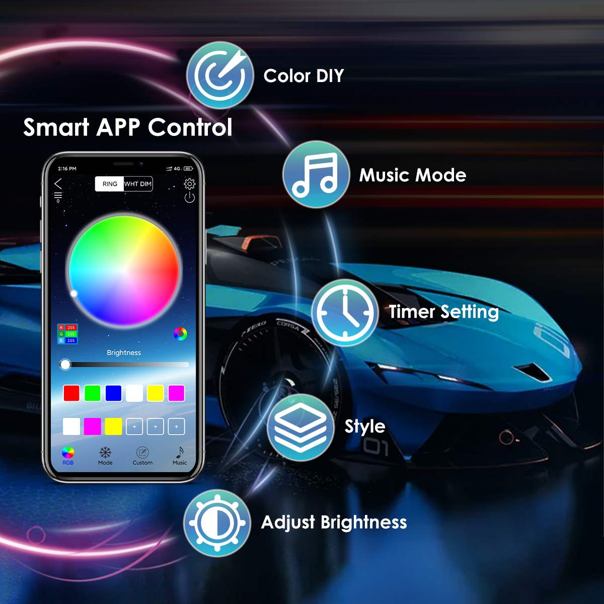 Draadloze LED-auto Flexibele U - Rgb Underglow Strip recensie en prijs